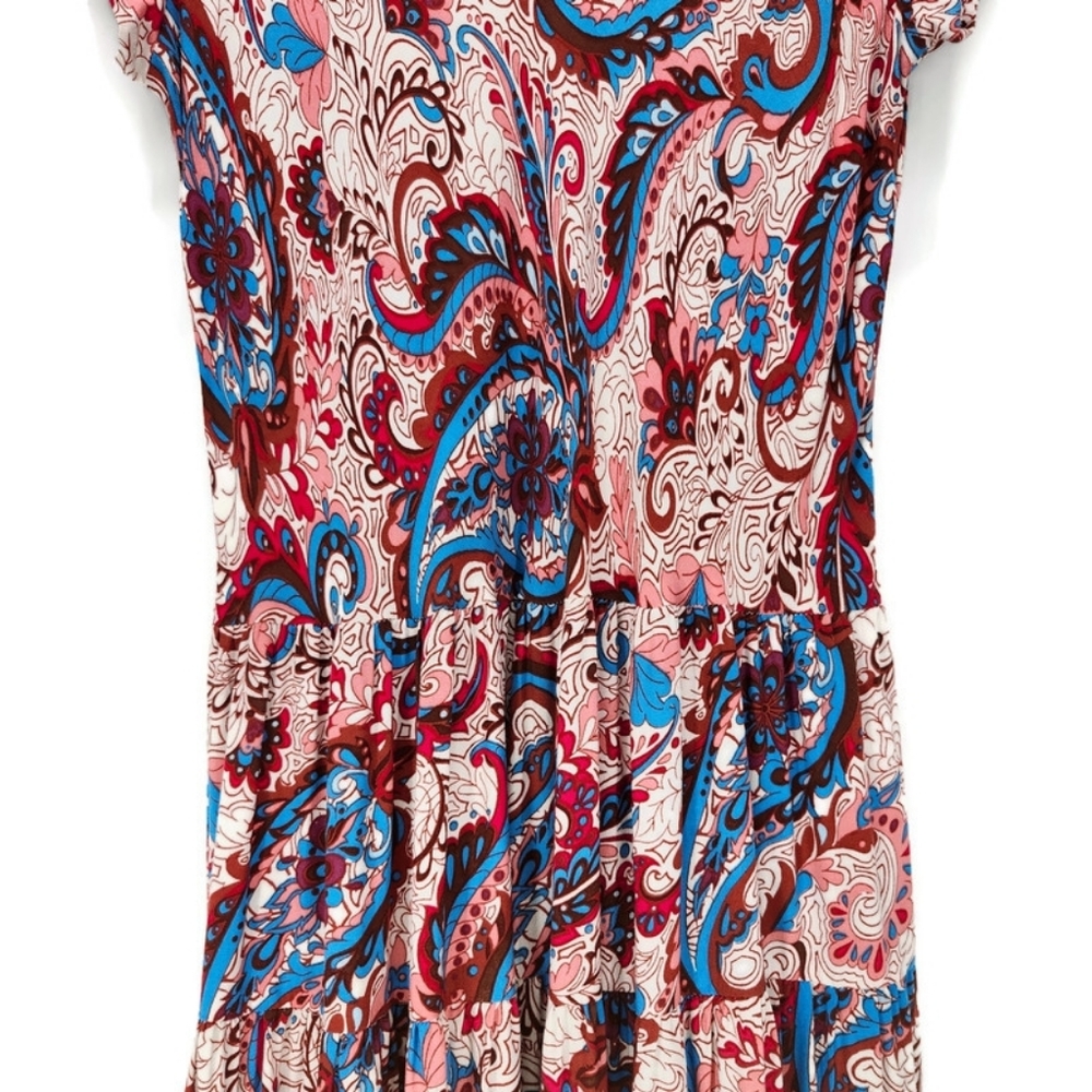 Soft Surroundings Kara Fit & Flare Flowy Pleated Floral Paisley Midi-Maxi Dress - Picture 12 of 16